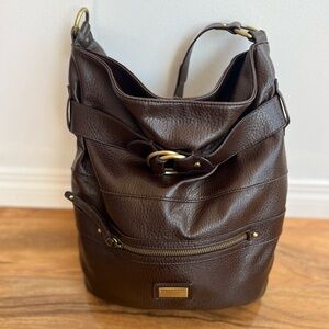 Vintage Tommy Hilfiger Brown Leather Hobo  Shoulder Bag Purse office core